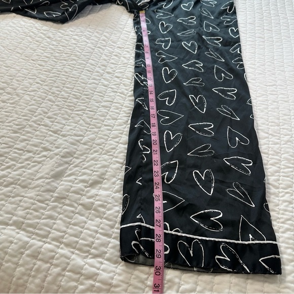 Hello Mello Sleepwear Black Pajama Pants with White Heart Design - Picture 5 of 12